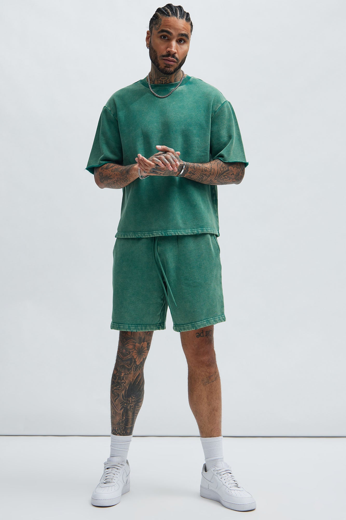 Tyson Heavy Wash Relaxed Shorts - Green image 2