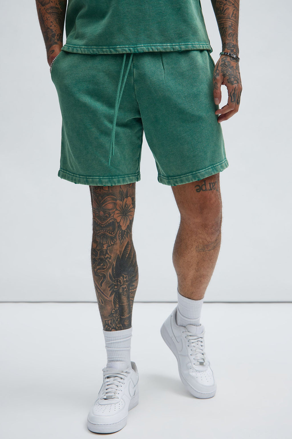 Tyson Heavy Wash Relaxed Shorts - Green image 1