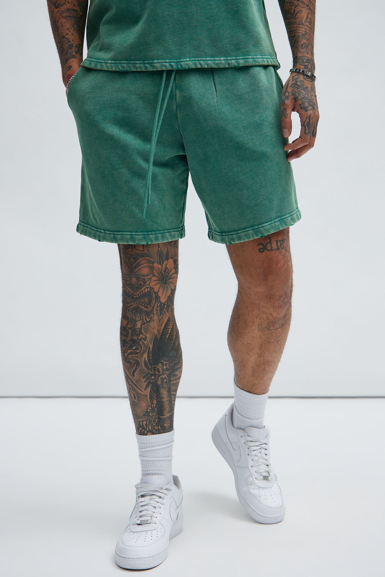Tyson Heavy Wash Relaxed Shorts - Green image 1