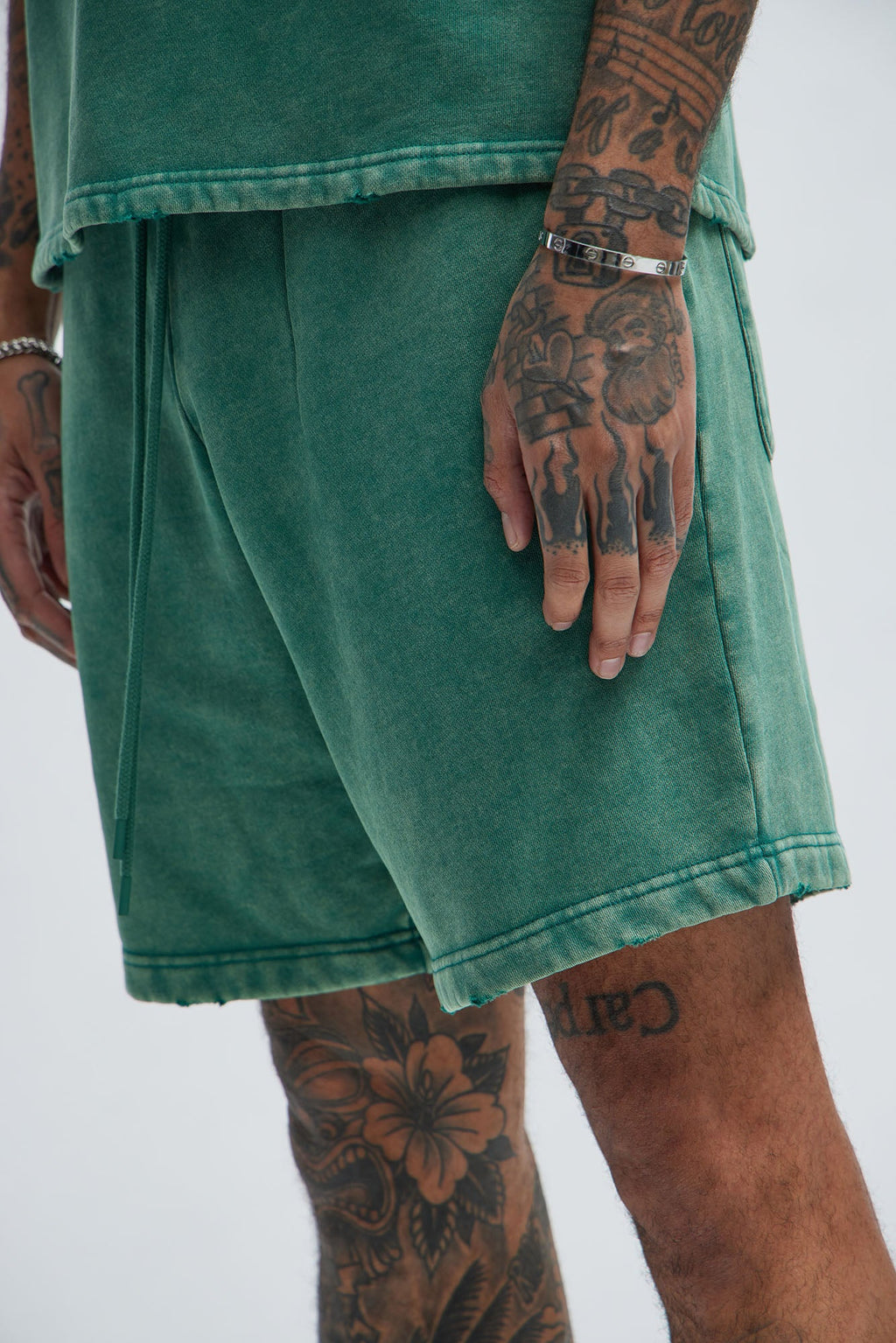 Tyson Heavy Wash Relaxed Shorts - Green image 4