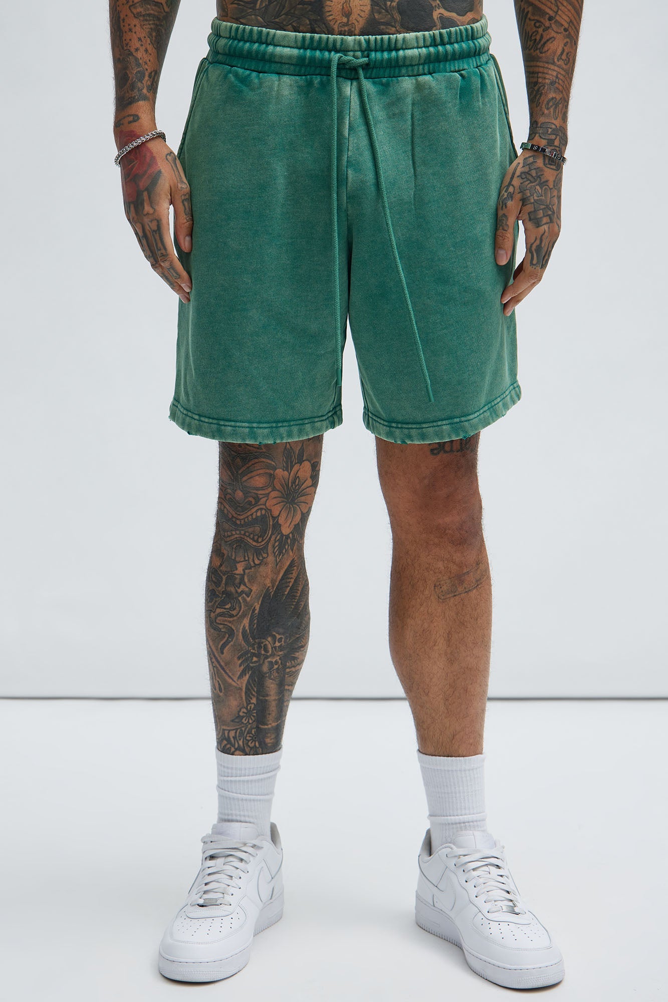 Tyson Heavy Wash Relaxed Shorts - Green image 3