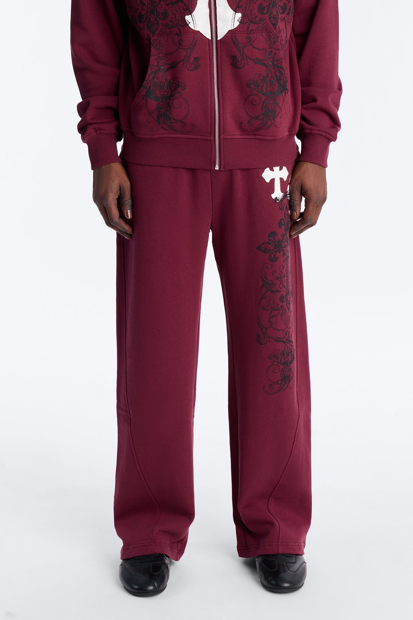 Cross Patch Sweatpants - Burgundy image 1