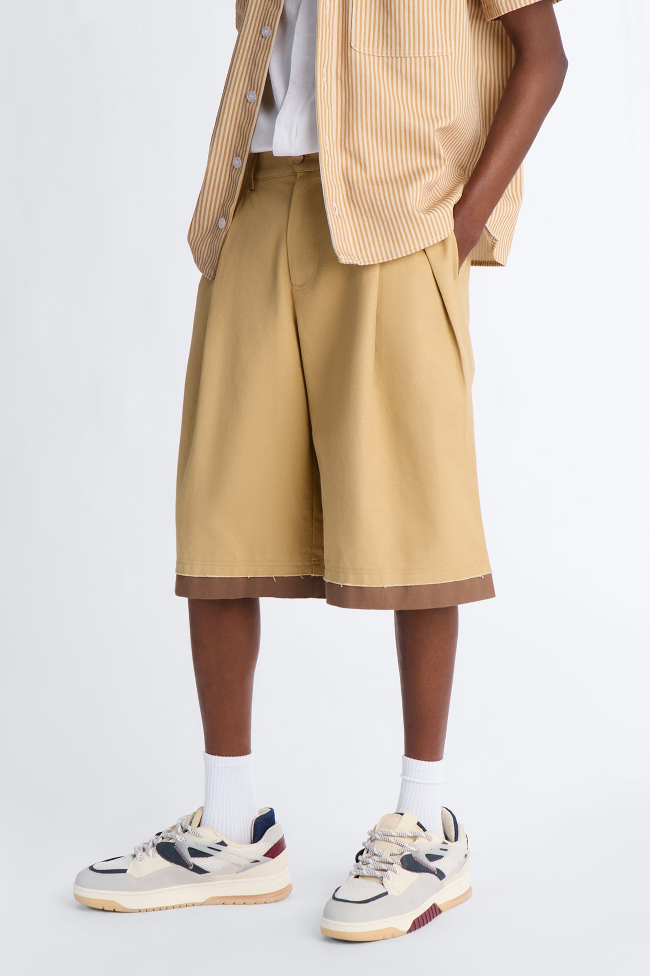 Baggy Pleated Milano Short - Tan image 1
