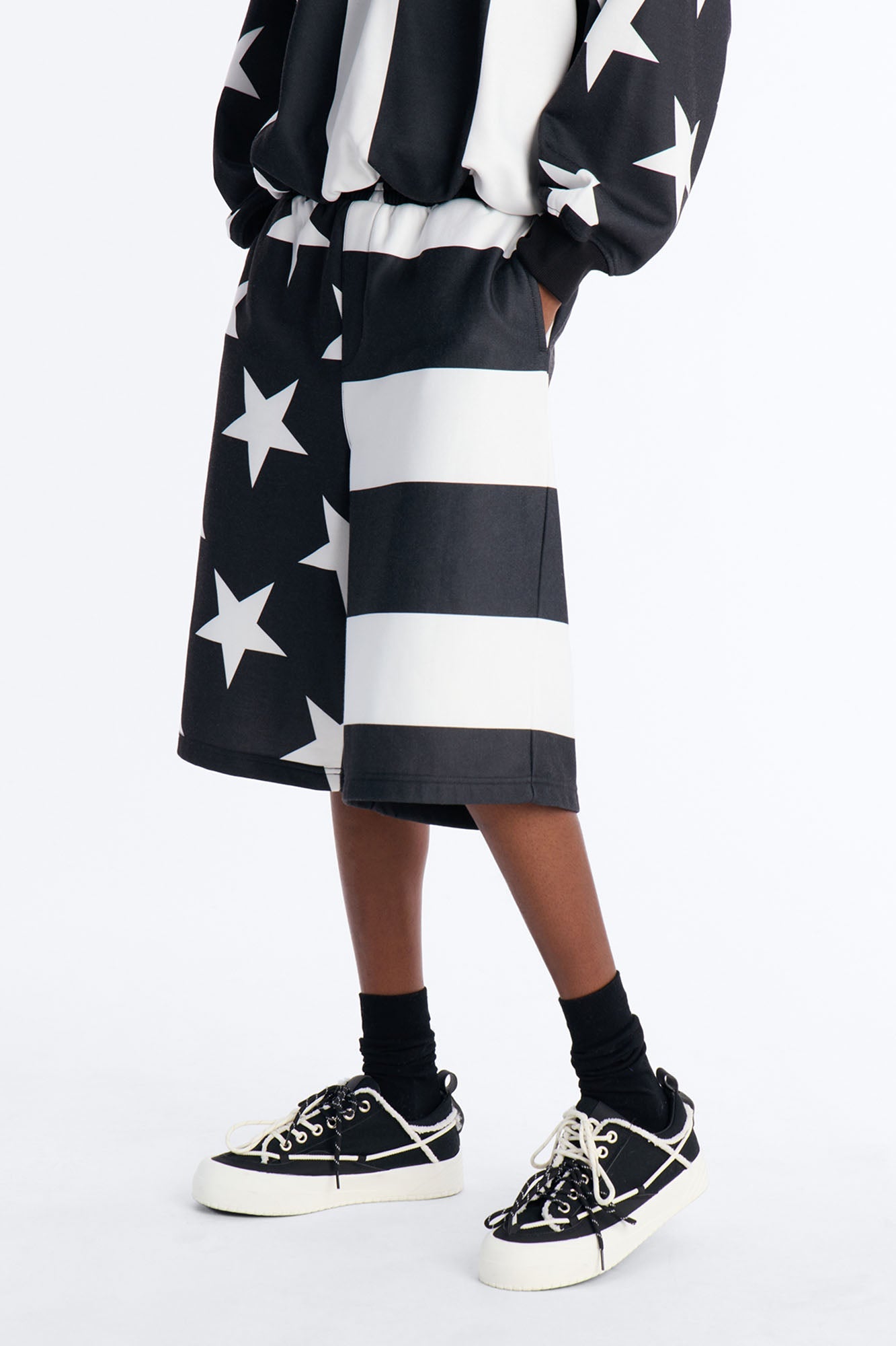 Stars And Stripes Baggy Short - Black/White image 1