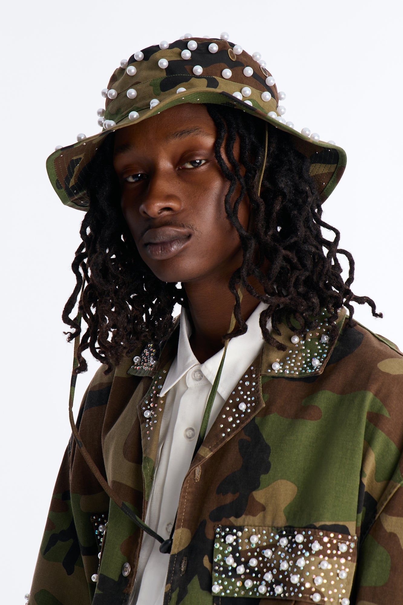 Camo Pearled Bucket Hat - Camouflage image 1