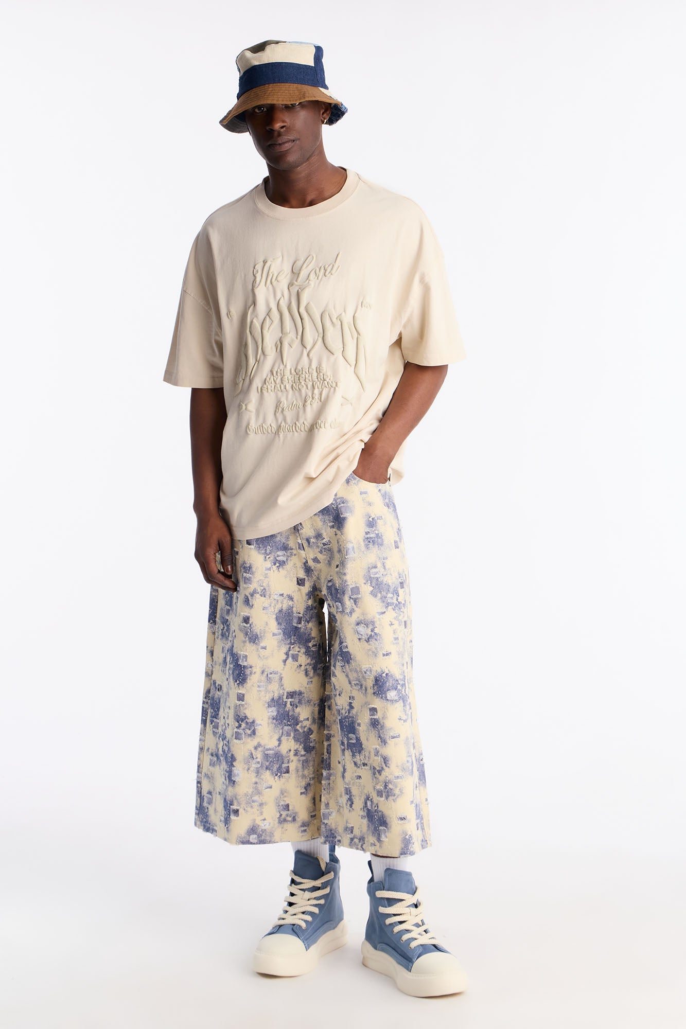 Super Baggy Azure Shred Denim Short - Bleach Blue Wash image 1