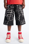 Baggy Jackson Fray Denim Short - Black Wash image 1