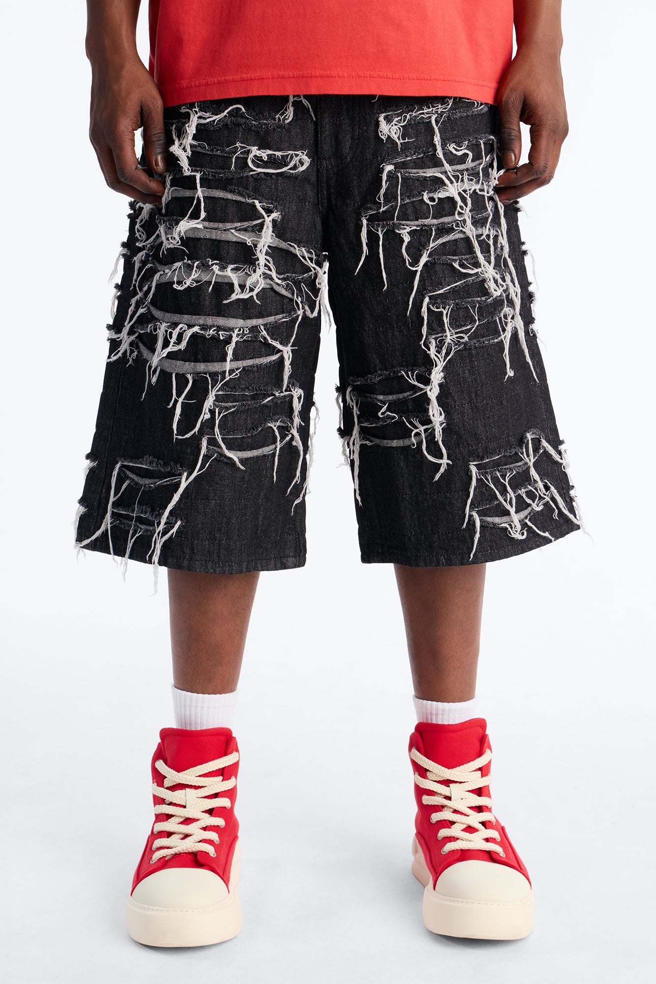 Baggy Jackson Fray Denim Short - Black Wash image 1