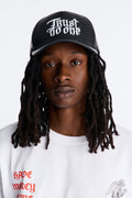 Trust Structured Faux Leather Embellished Snapback Hat - Black image 1