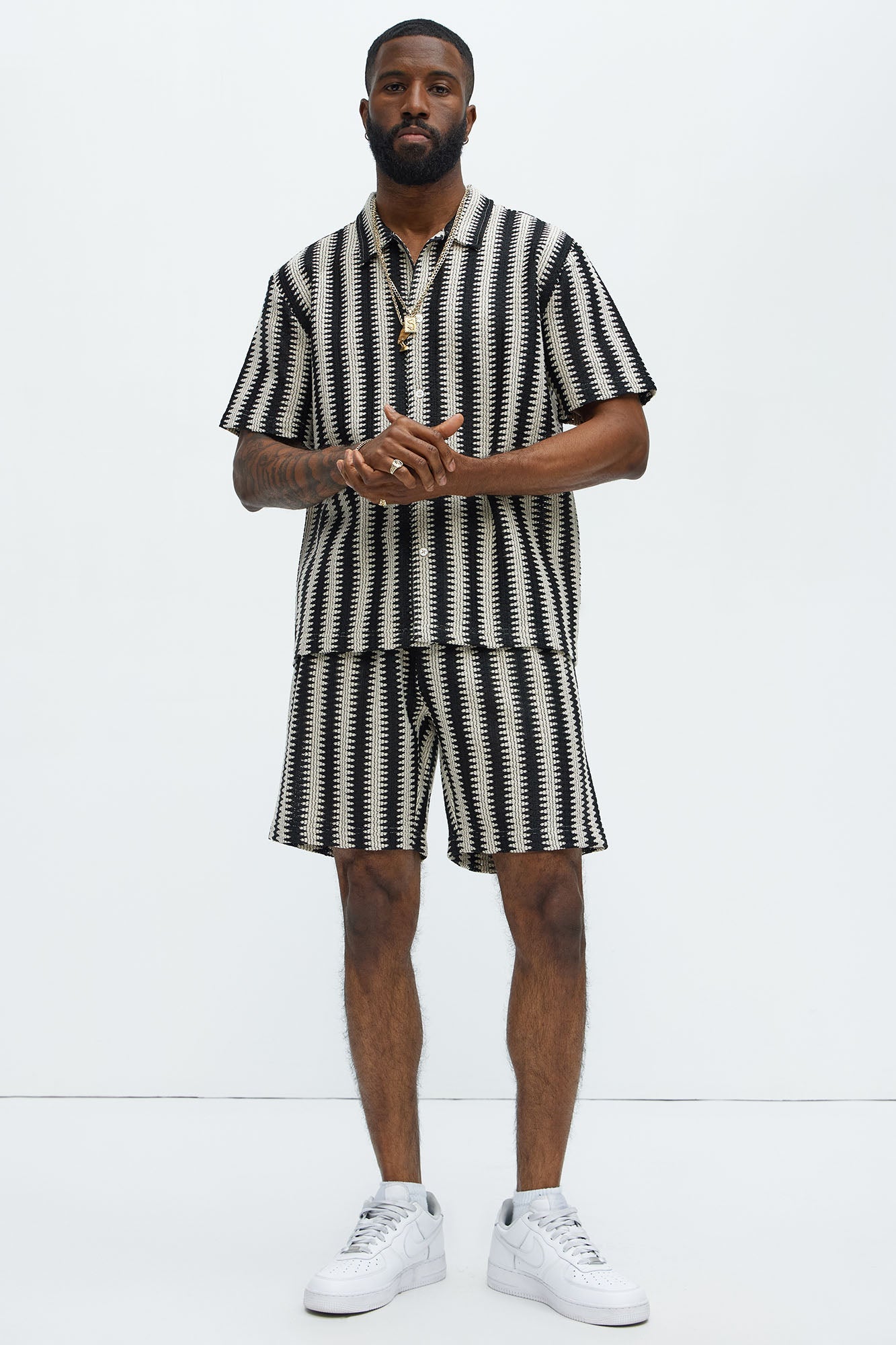 Summit Striped Relaxed Shorts - Black/combo image 2