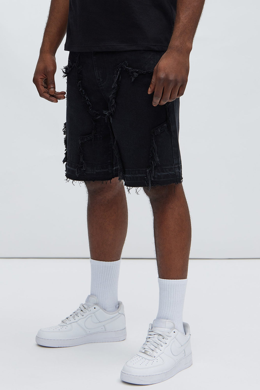 Barker Relaxed Denim Shorts - Black image 1