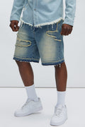 Lonely Road Relaxed Denim Shorts - Medium Wash image 1