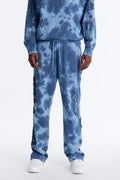 Baggy Von Dutch Outlaw Bleach Dyed Raw Edge Sweatpants - Blue image 1