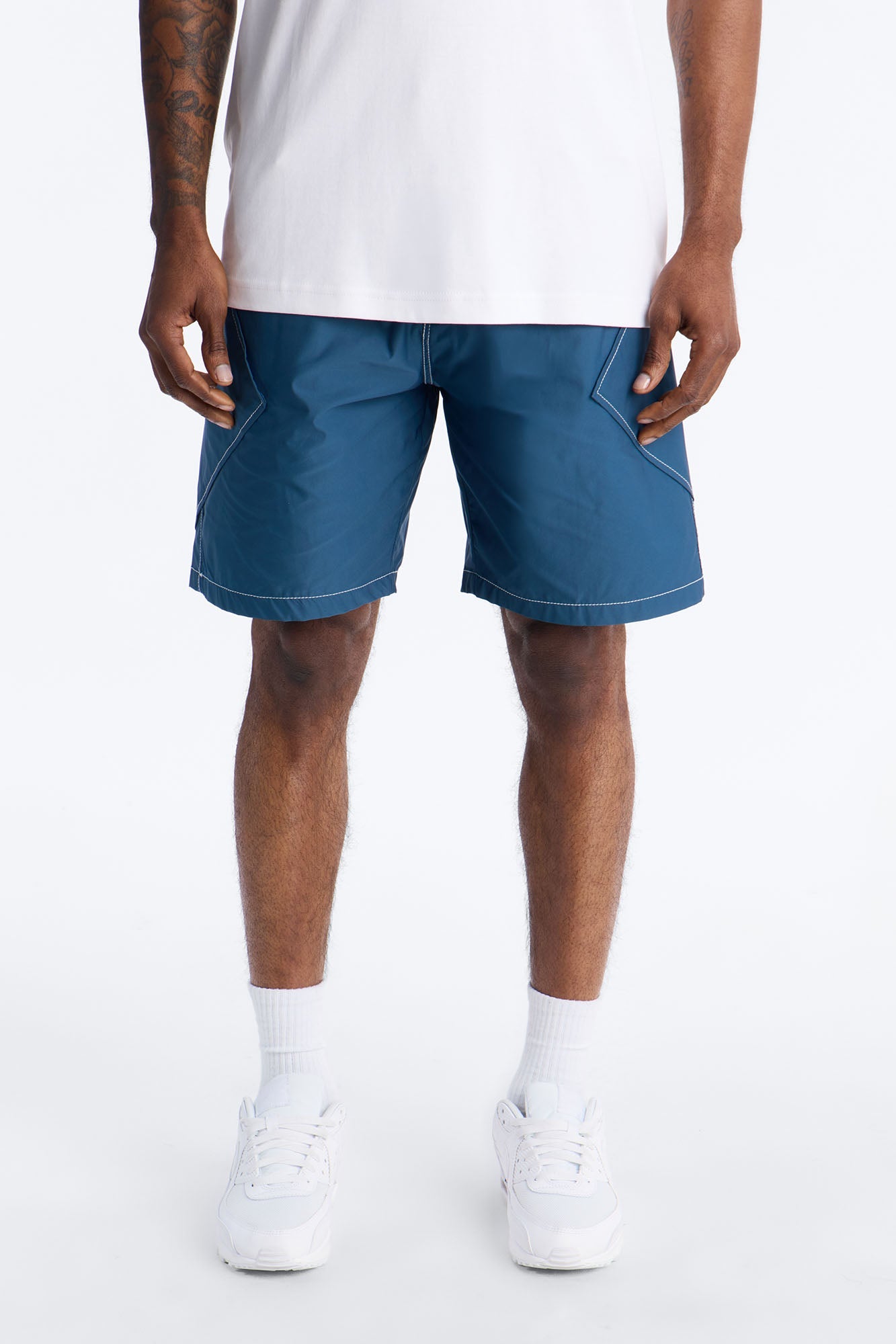 Relaxed Diamond Appeal Contrast Thread Short - Blue image 1