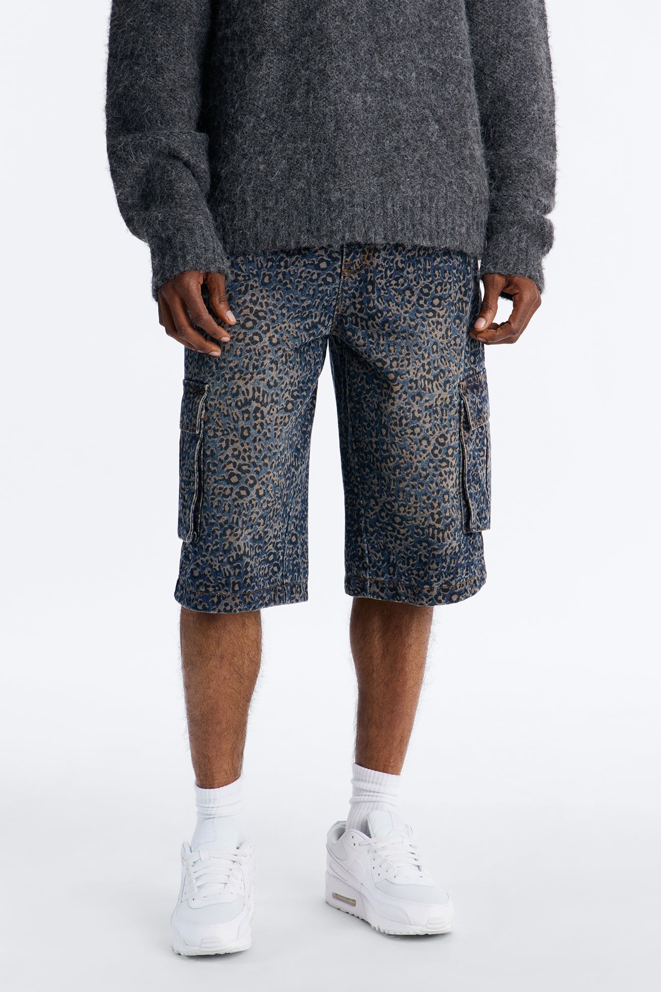 Snow Leopard Dusk Baggy Cargo Denim Short - Dark Wash image 1