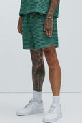 Dimensional Textured Warmup Shorts - Green/combo image 1