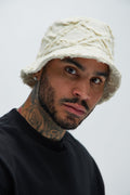 Frayed Denim Bucket Hat - White image 1