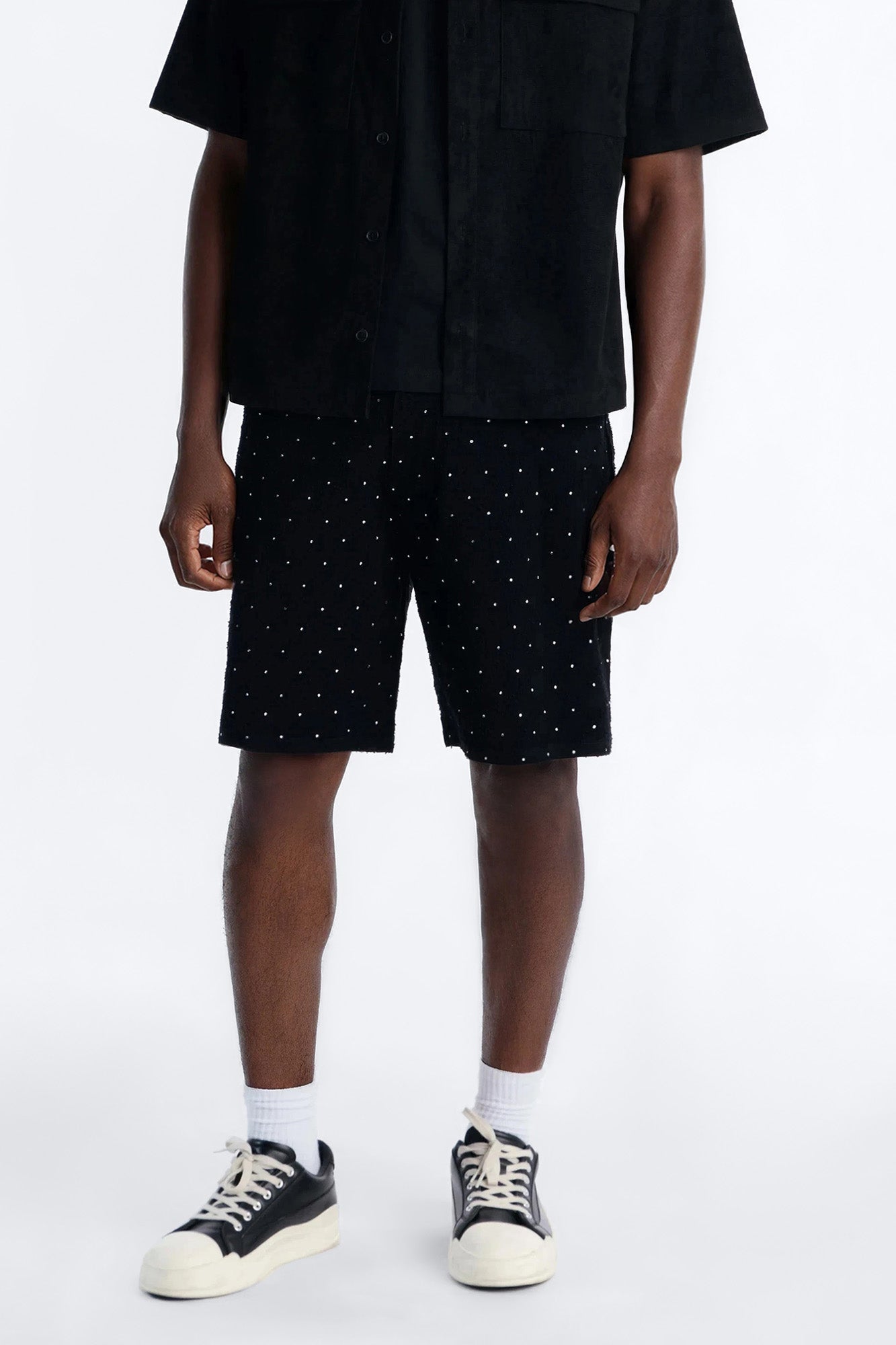 I Be Jeweled Relaxed Denim Short - Black image 1