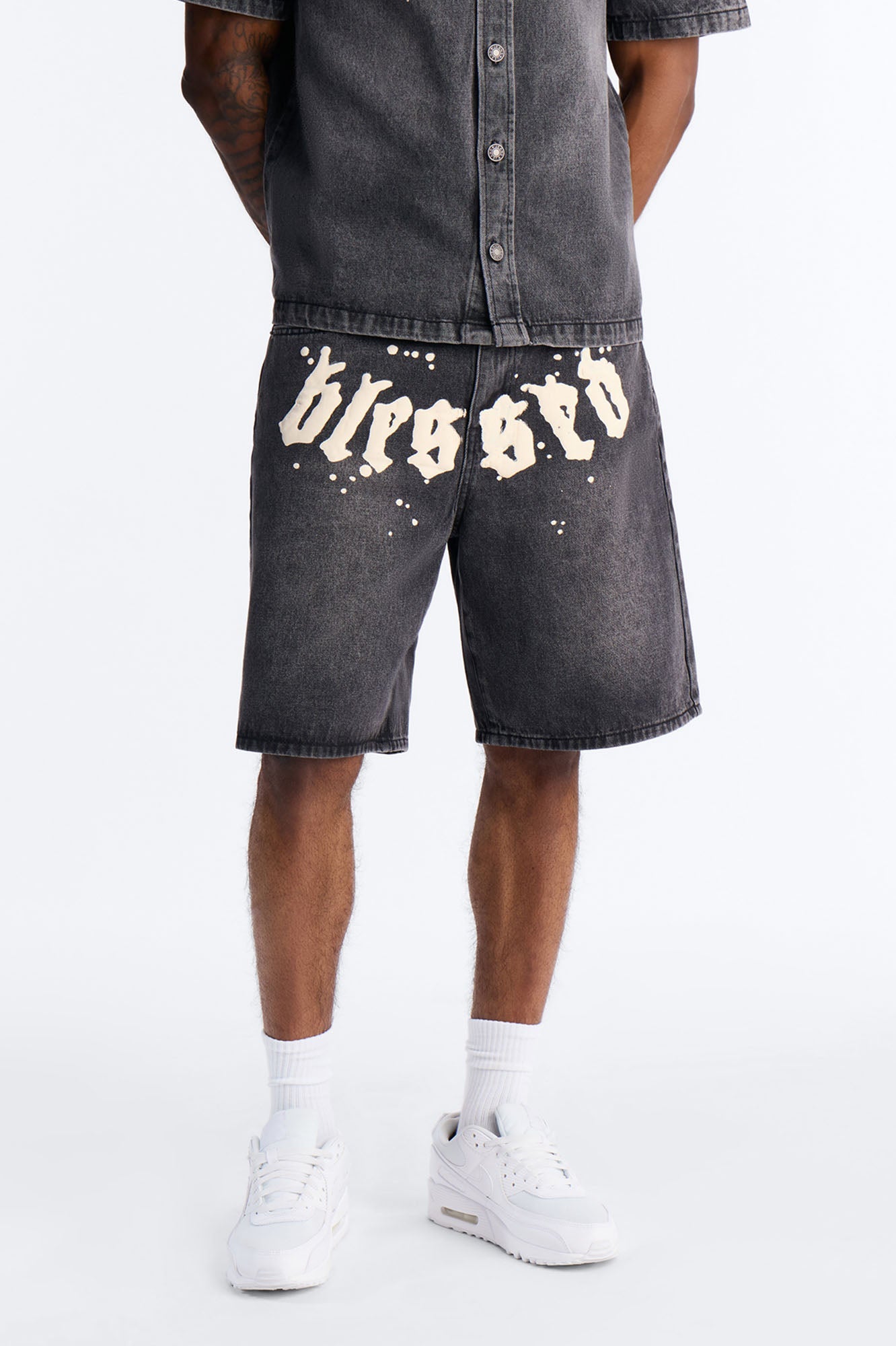 Relaxed Been Blessed Denim Shorts - Black Wash image 1