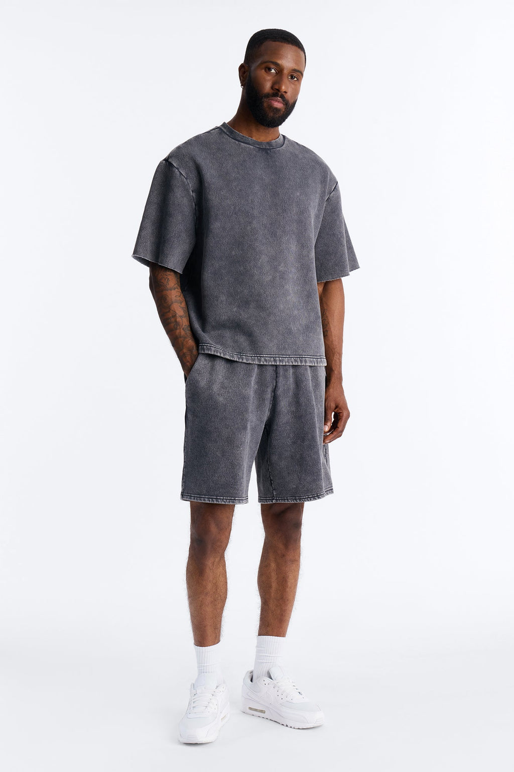On The Go Washed Sweatshort - Charcoal image 2