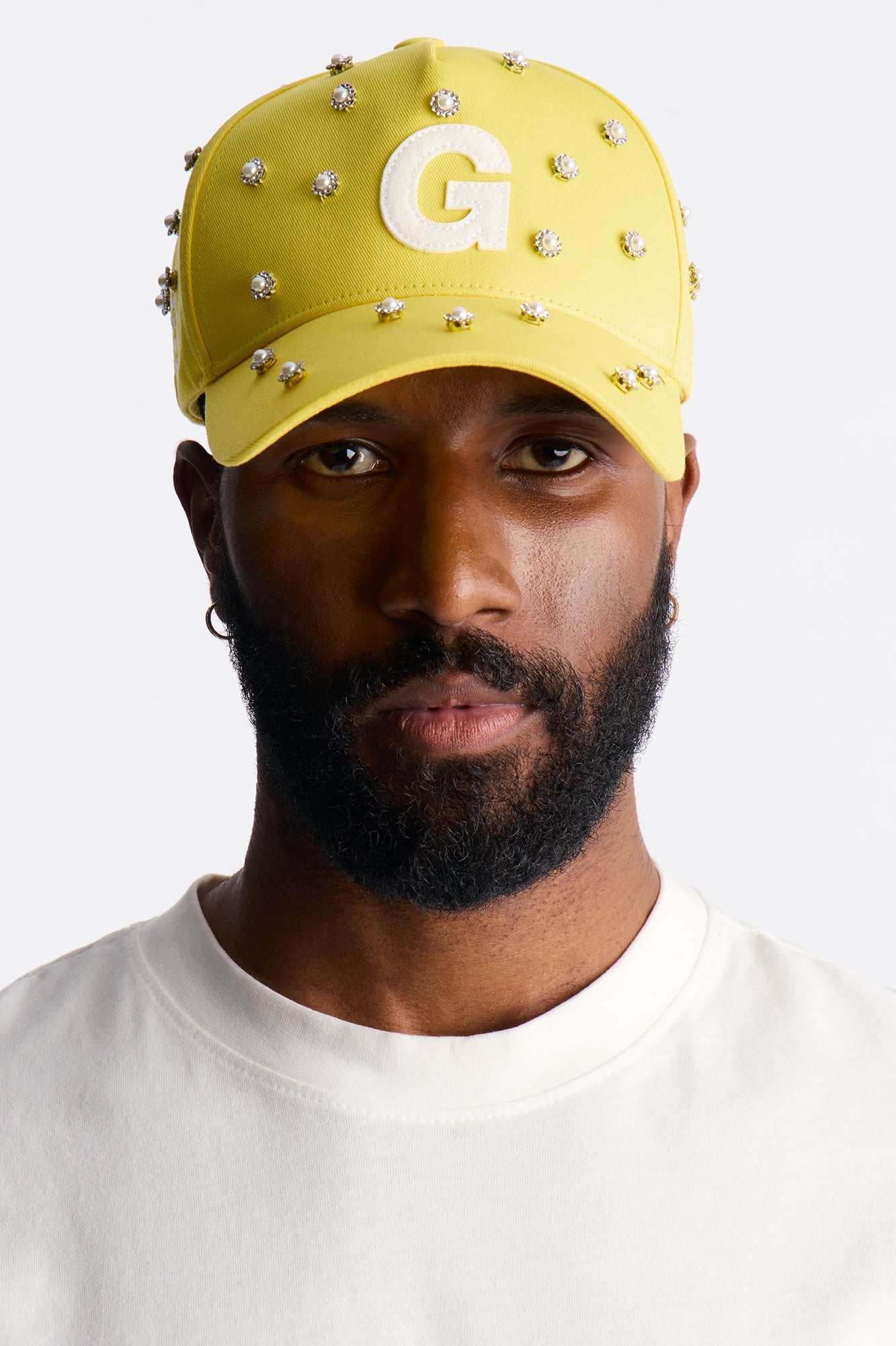 Felt Rhinestone Structured Hat - Yellow image 1