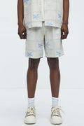 Embroidered Flowers Relaxed Shorts - Off White/combo image 1
