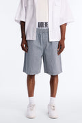 Relaxed Adore Me Double Waistband Pinstripe Short - White/Blue image 1