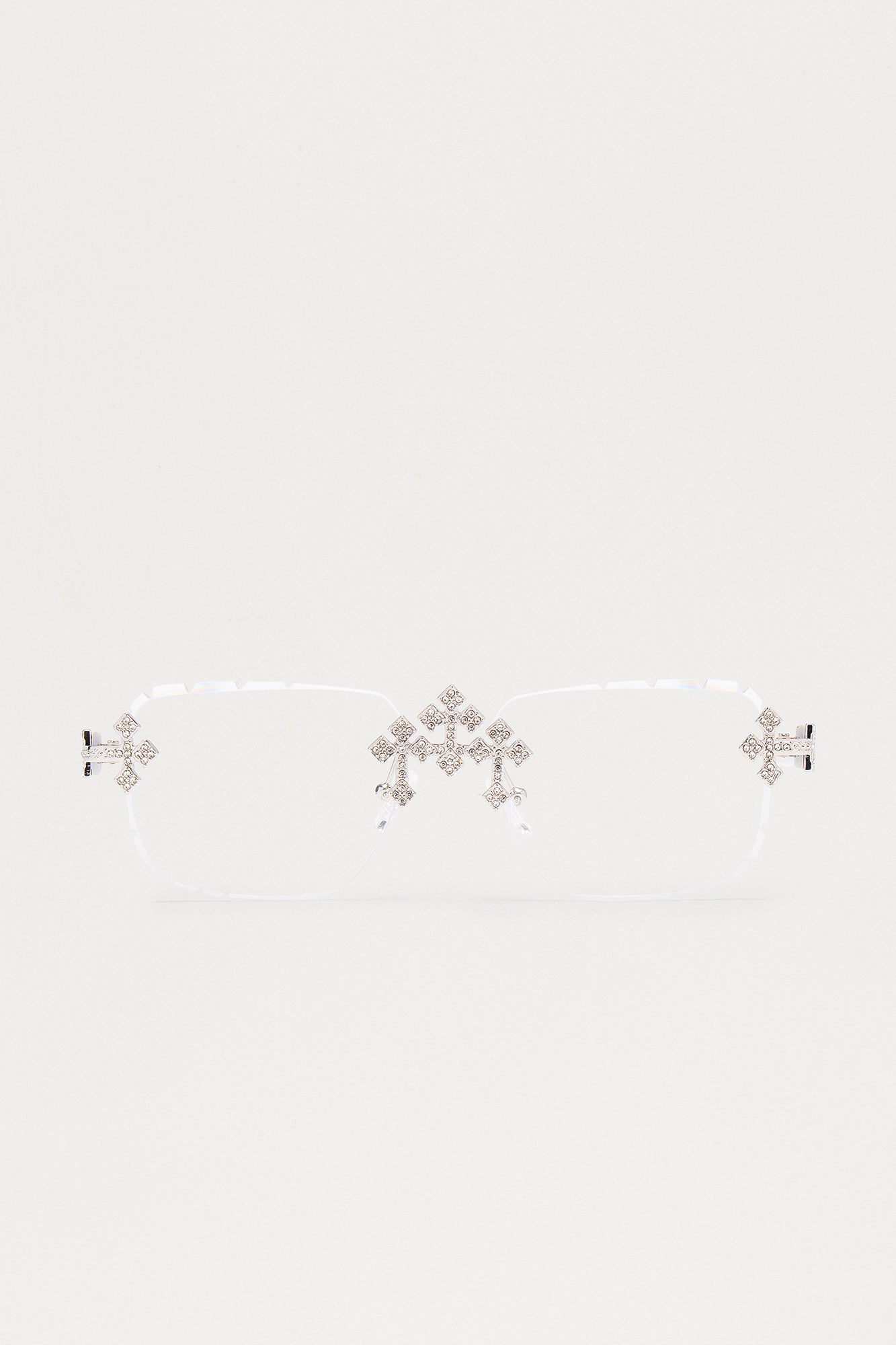 Iced Triple Cross Sunglasses - Clear image 1