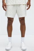 Criss Cross Textured Shorts - Cream image 1