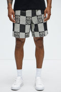 Checkered Relaxed Shorts - Black/combo image 1