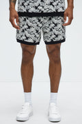 Tropical Textured Knit Shorts - Black/combo image 1