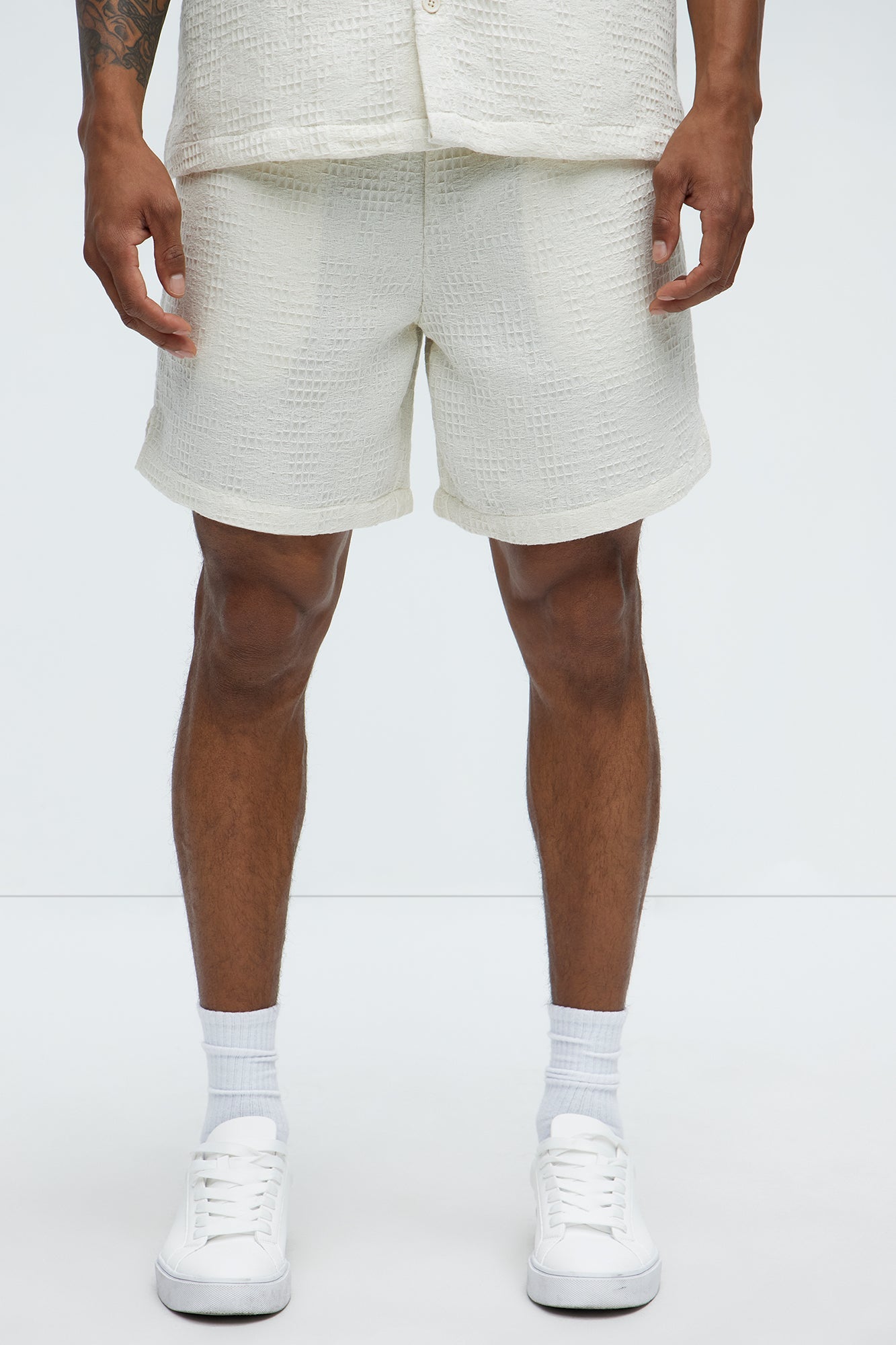 Subtle Waffle Texture Shorts - Cream image 1