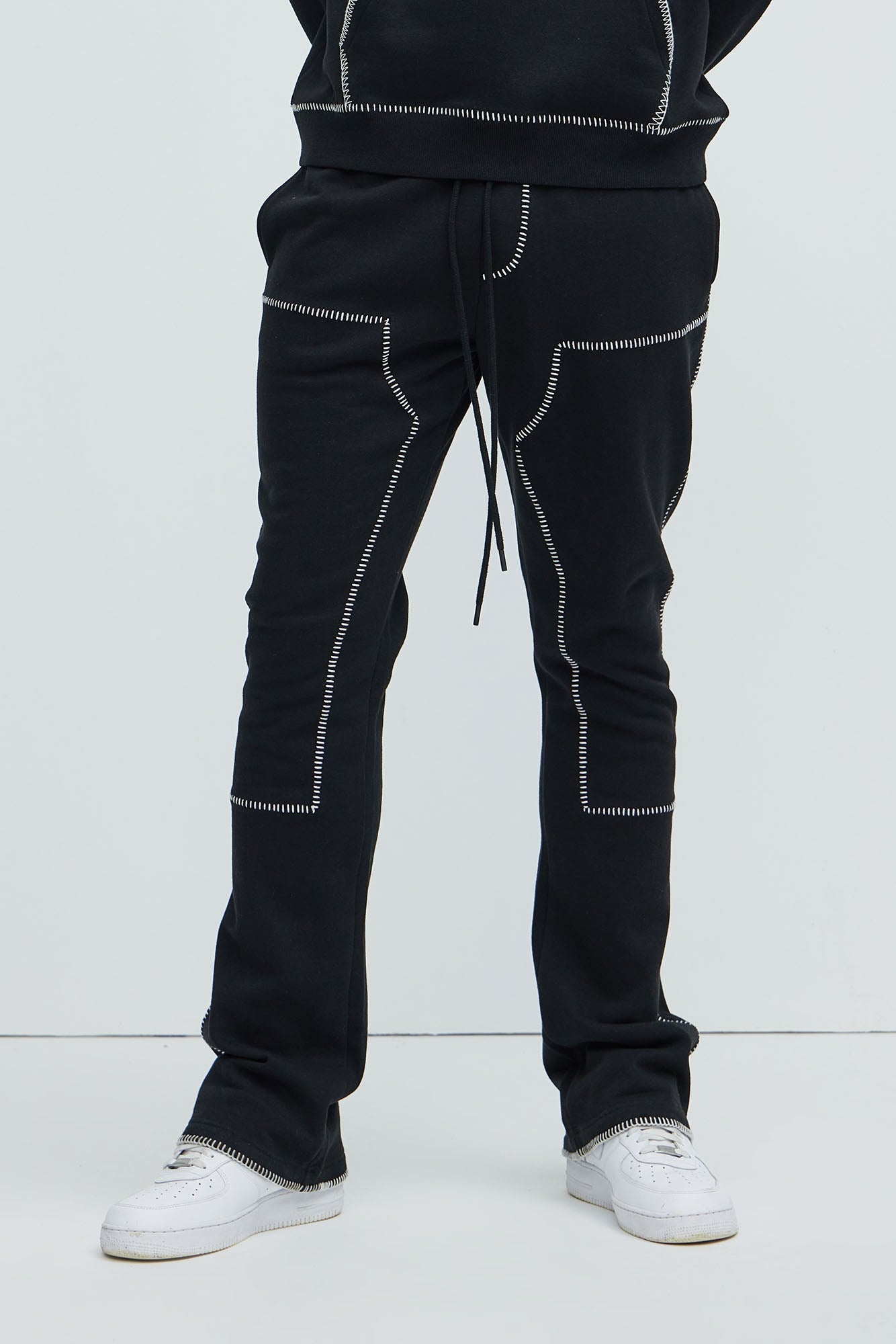 Tyson Stitch Skinny Flared Sweatpants - Black image 1