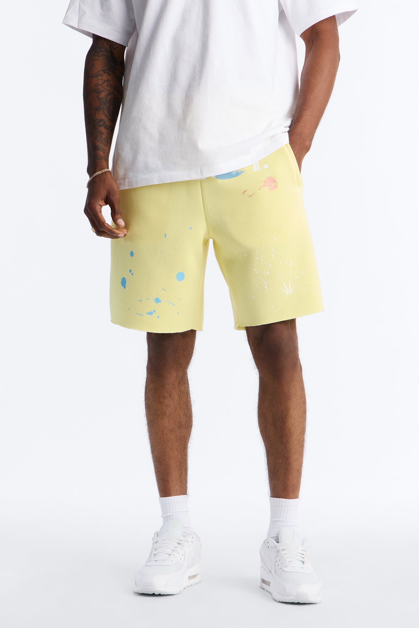 Relaxed Painted Gallery Embroidered Sweatshort - Butter Yellow image 1