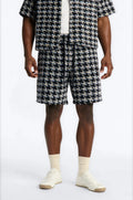 Relaxed Textured Boucle Houndstooth Short - Black image 1
