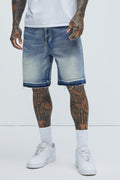 Run Around Relaxed Denim Shorts - Medium Wash image 1
