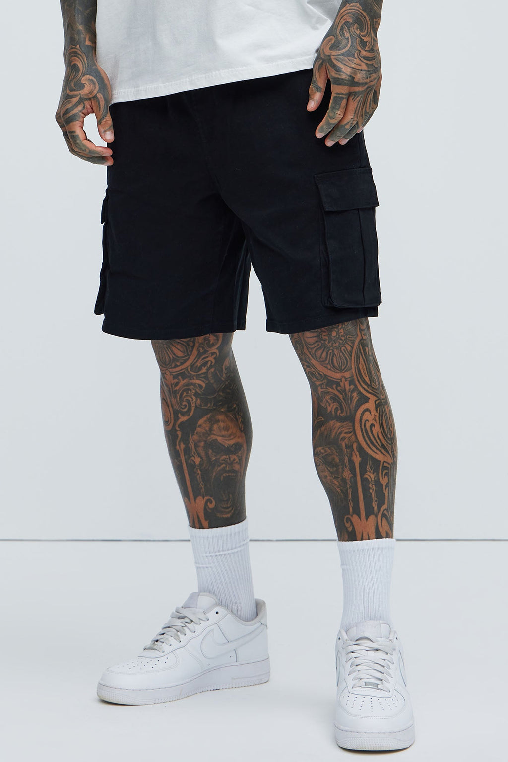 Twill Volley Cargo Shorts - Black image 1