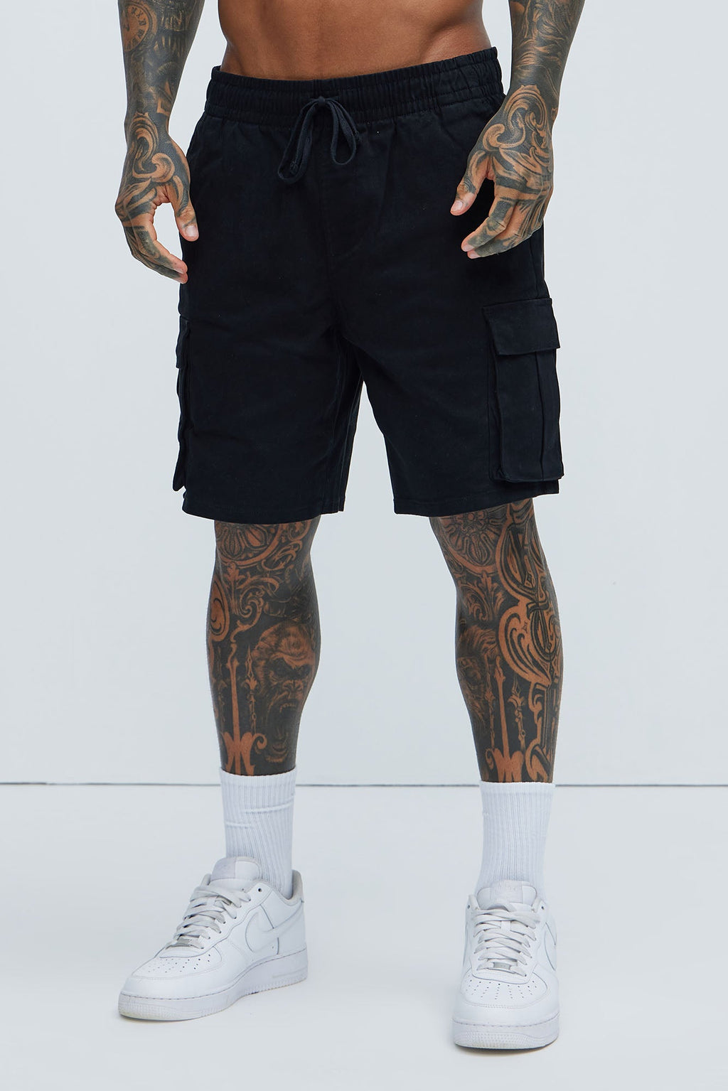 Twill Volley Cargo Shorts - Black image 3