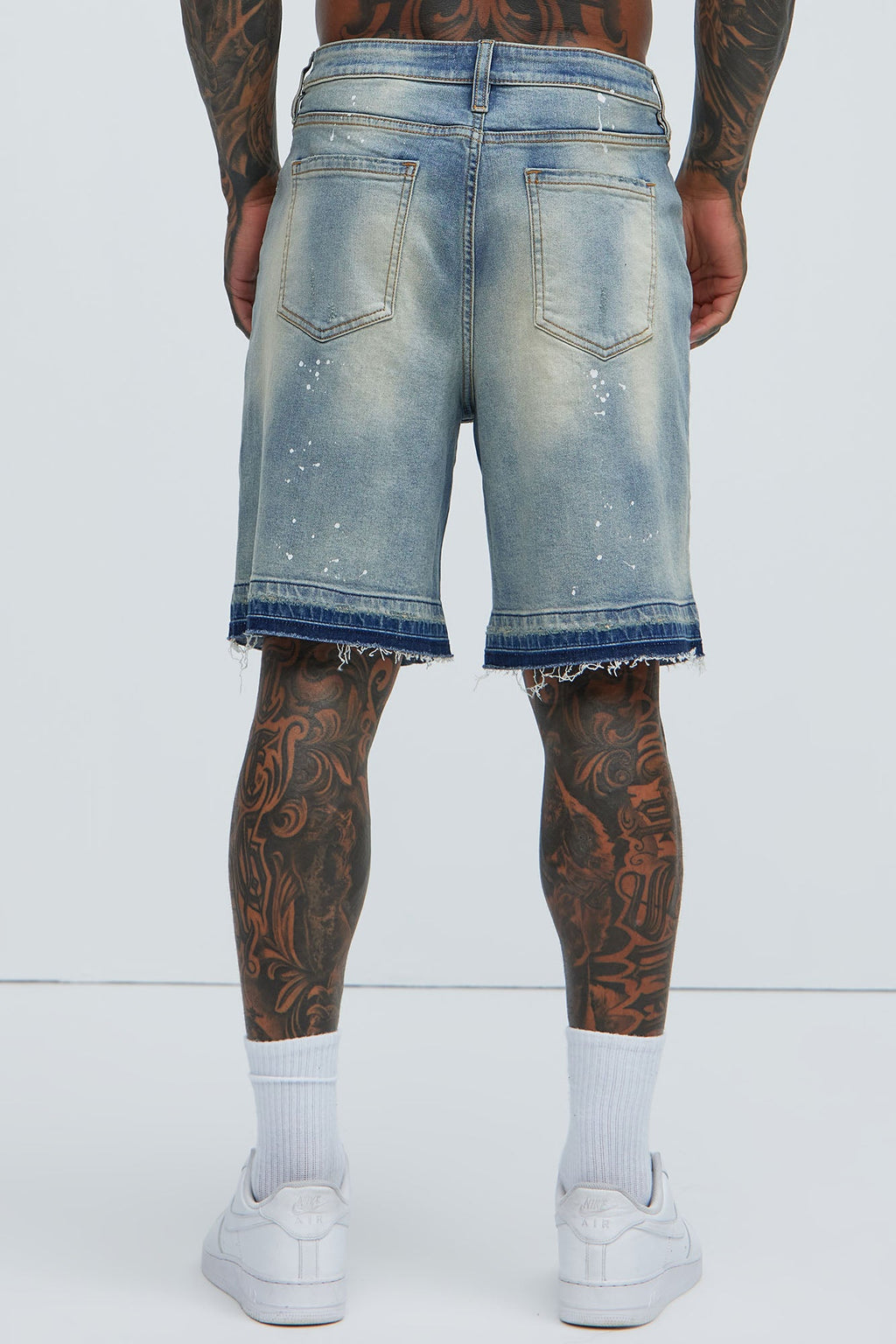 Splatter Skate Relaxed Denim Shorts - Medium Wash image 4