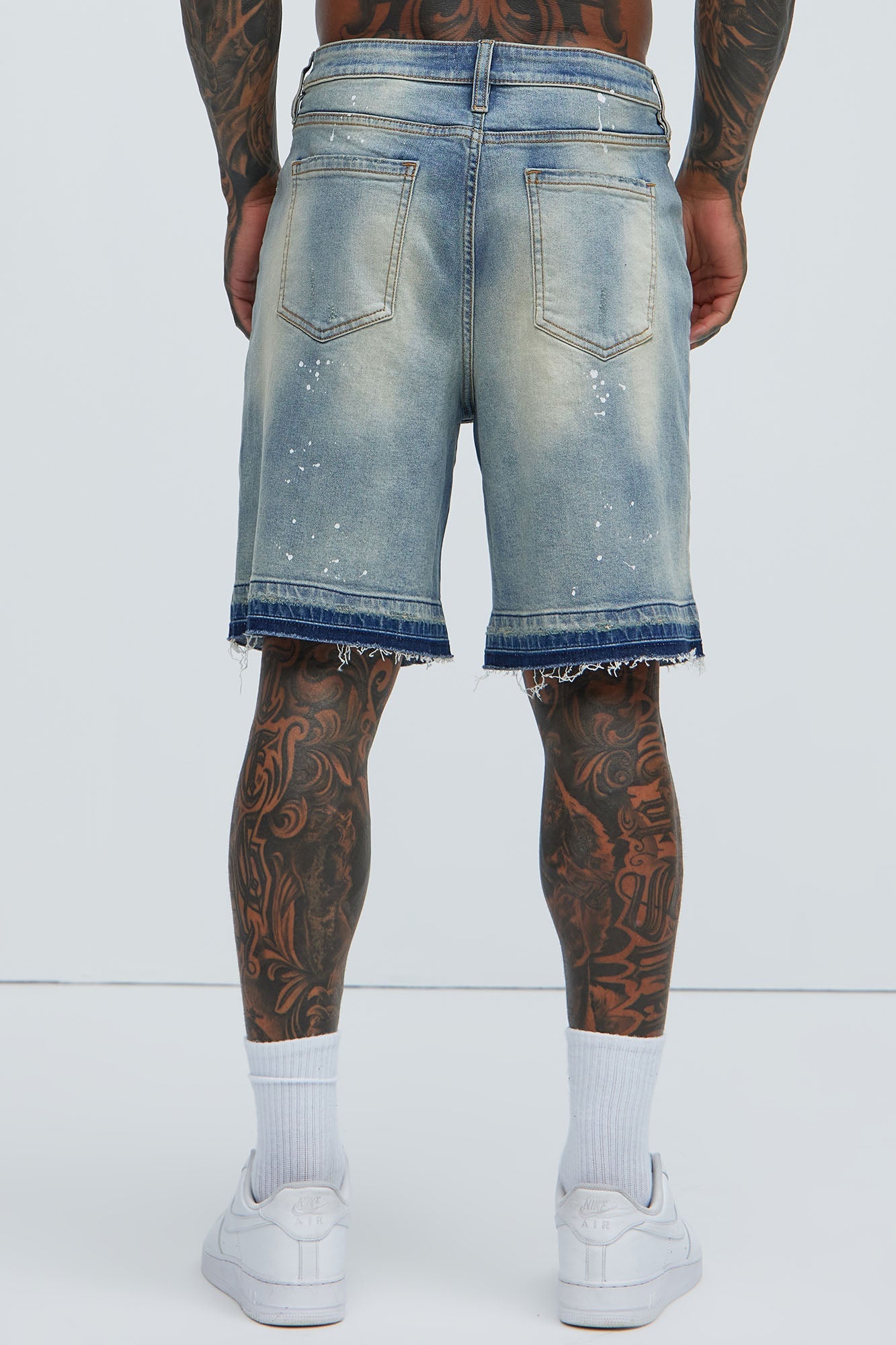 Splatter Skate Relaxed Denim Shorts - Medium Wash image 4