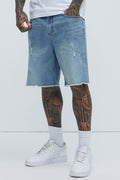 Lounge Relaxed Denim Shorts - Medium Blue Wash image 1