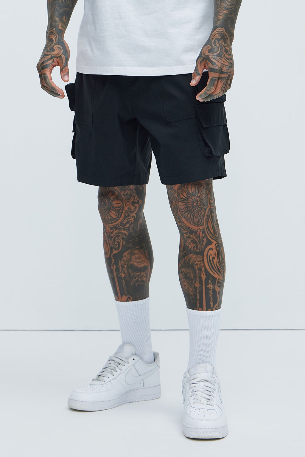 Catch Up Nylon Cargo Shorts - Black image 1