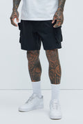 Catch Up Nylon Cargo Shorts - Black image 1