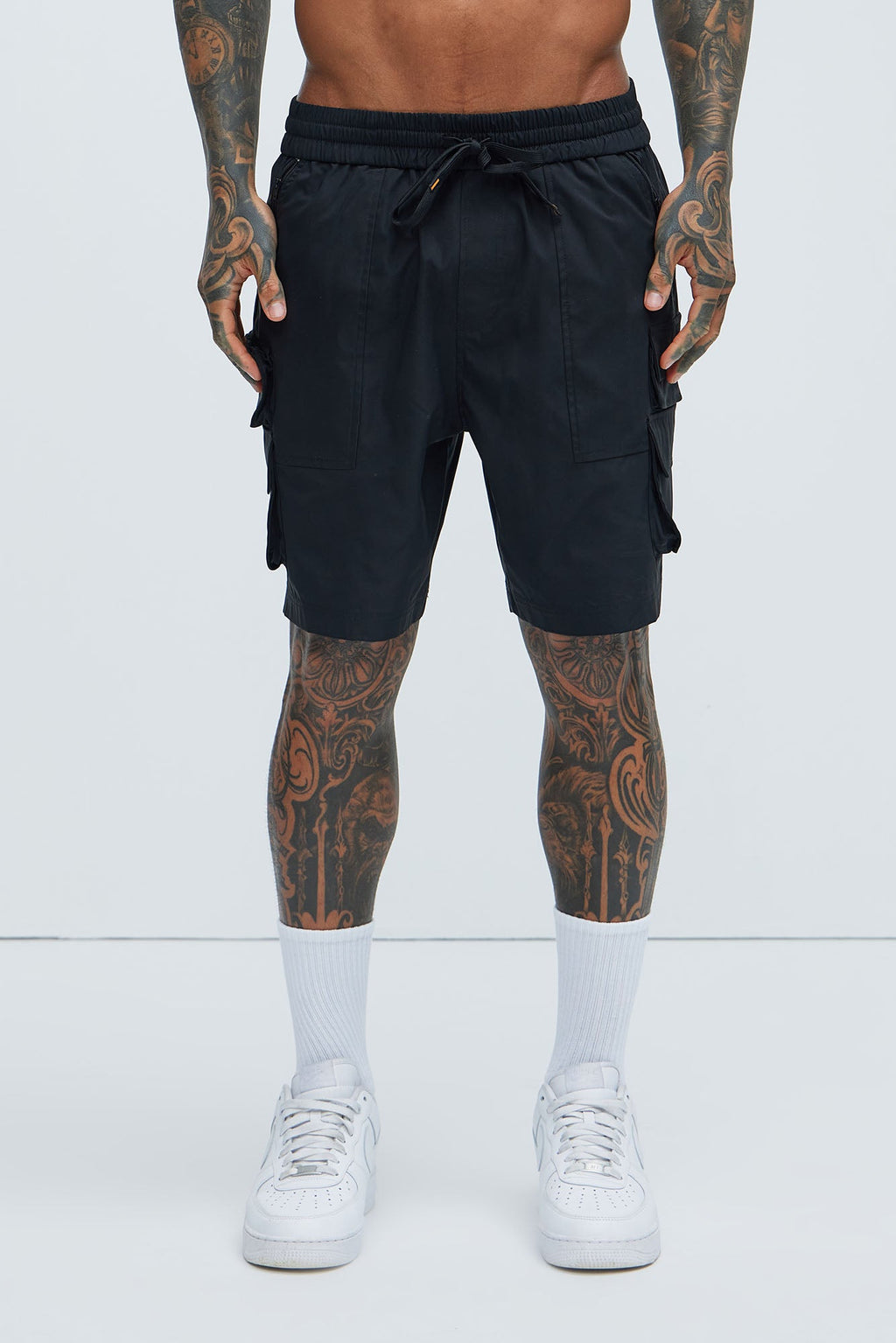 Catch Up Nylon Cargo Shorts - Black image 4