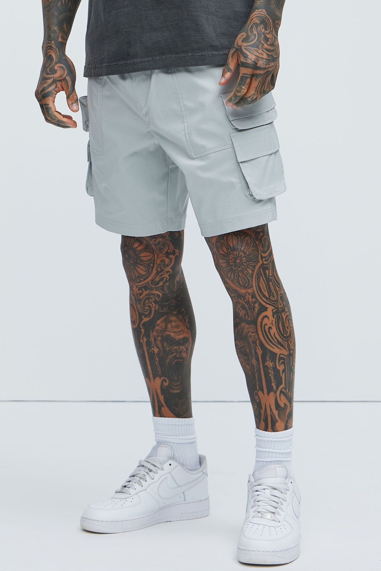 Catch Up Nylon Cargo Shorts - Grey image 1