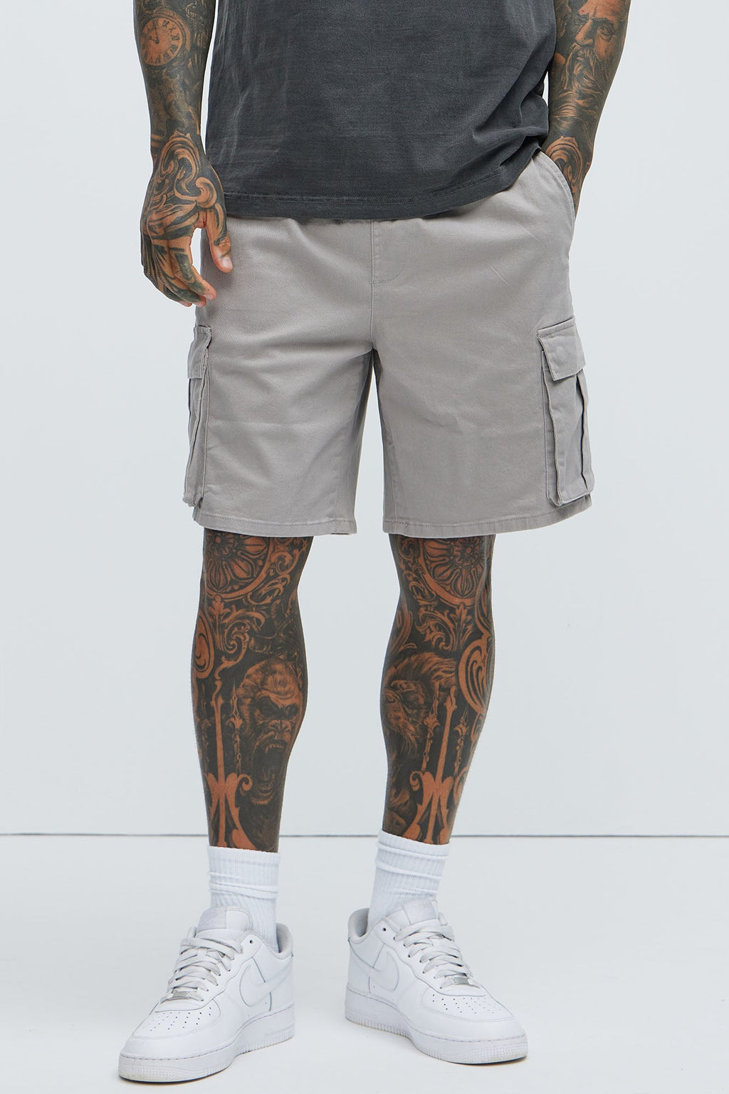 Twill Volley Cargo Shorts - Grey image 1