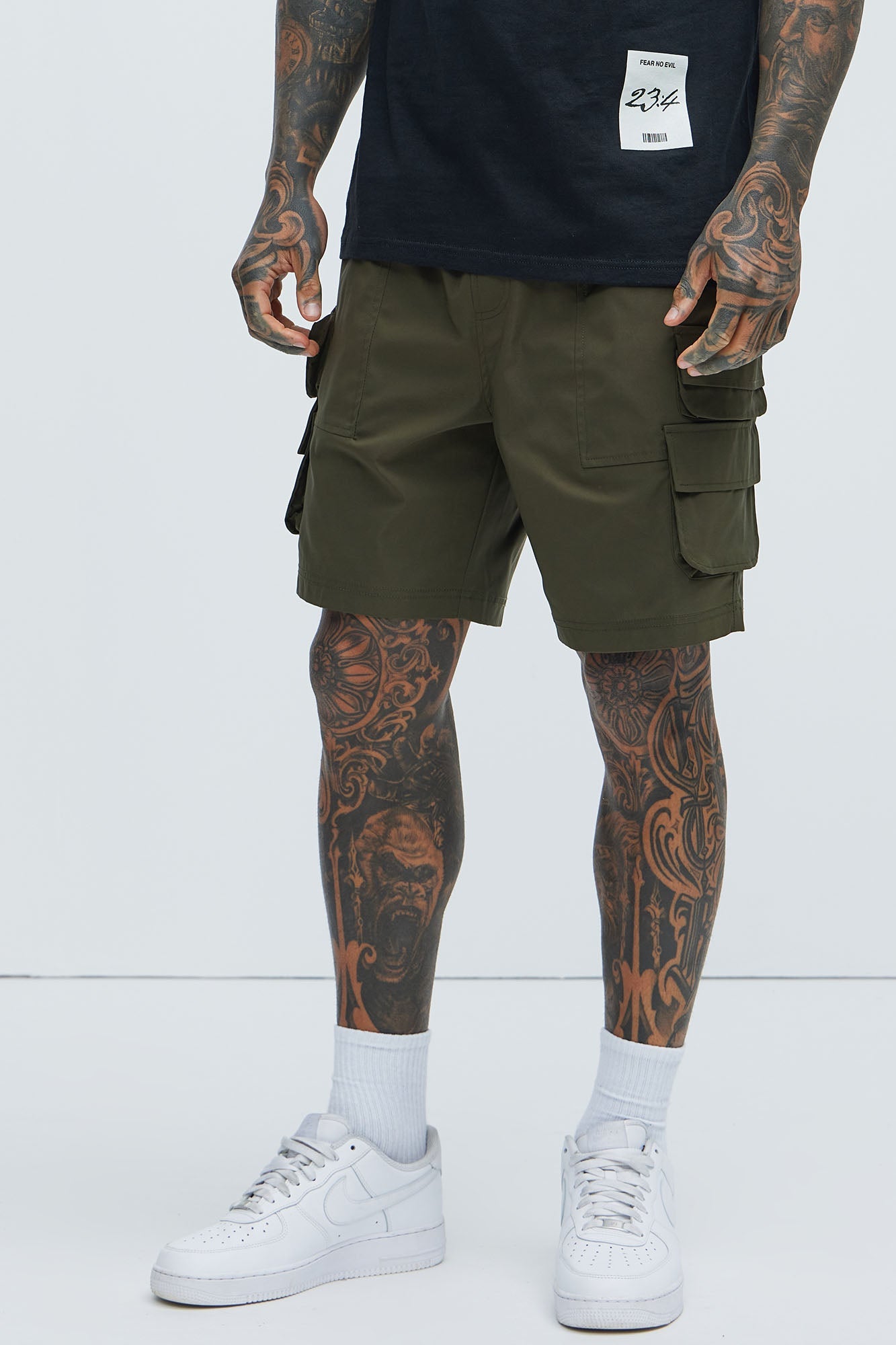 Catch Up Nylon Cargo Shorts - Olive image 1