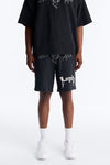 Anti Social Cherub Embroidered Relaxed Sweatshort - Black Wash image 1