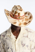 Western Brushed Detail Cowboy Hat - Ivory/combo image 1