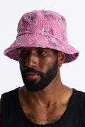 Distressed Detail Washed Denim Bucket Hat - Pink image 1